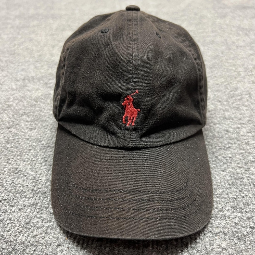 Polo Ralph Lauren Hat Cap Strap Back One Size Mens Black Baseball Pony Logo